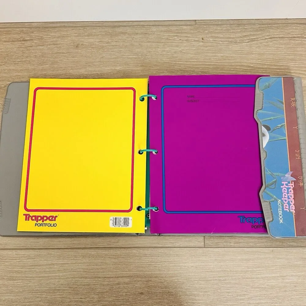 Vintage 90s Mead Trapper Keeper Binder Folders Panda Bear 1991 Complete